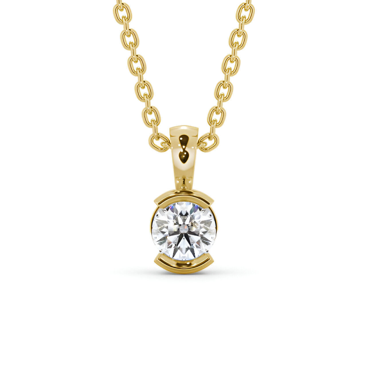 14kt Yellow Gold 0.50ctw Lab Grown Round Solitaire Stud Diamond Pendant