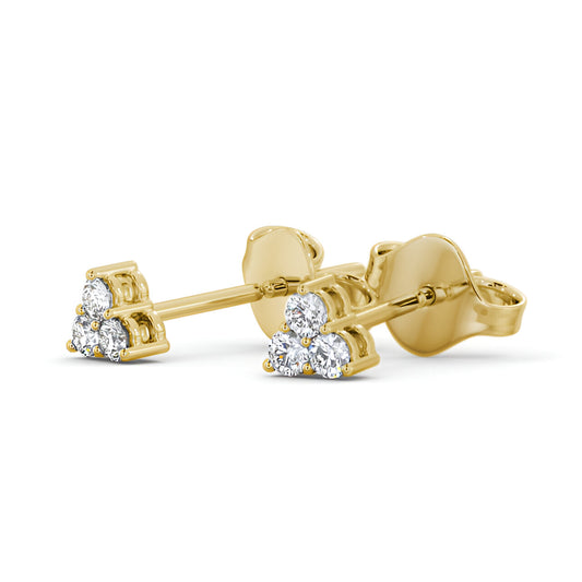 14kt Yellow Gold 0.20ctw Lab Grown Cluster Round Diamond Earrings