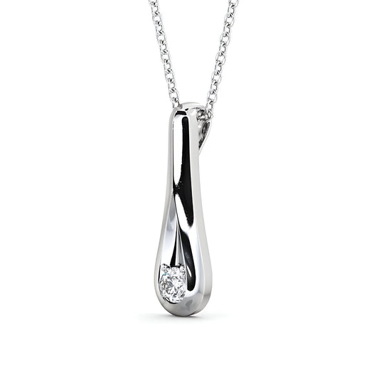 14K White Gold 0.50 Ct Lab-Grown Round Drop Diamond Pendant