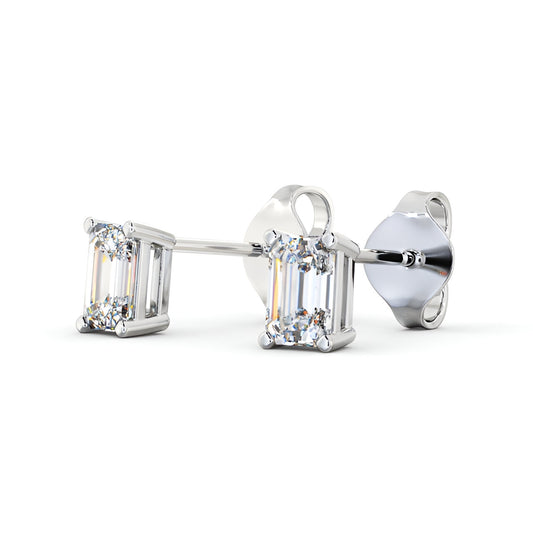 14kt White Gold 1.00ctw Lab Grown Emerald Diamond Four Claw Stud Earrings
