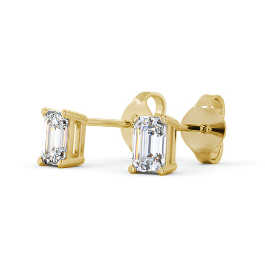 14kt Yellow Gold 1.00ctw Lab Grown Emerald Diamond Four Claw Stud Earrings