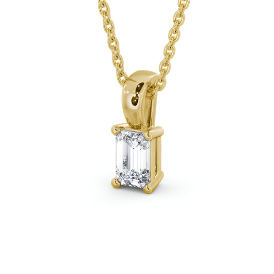 14kt Yellow Gold 0.50ctw Lab Grown Emerald Solitaire Four Claw Stud Diamond Pendant