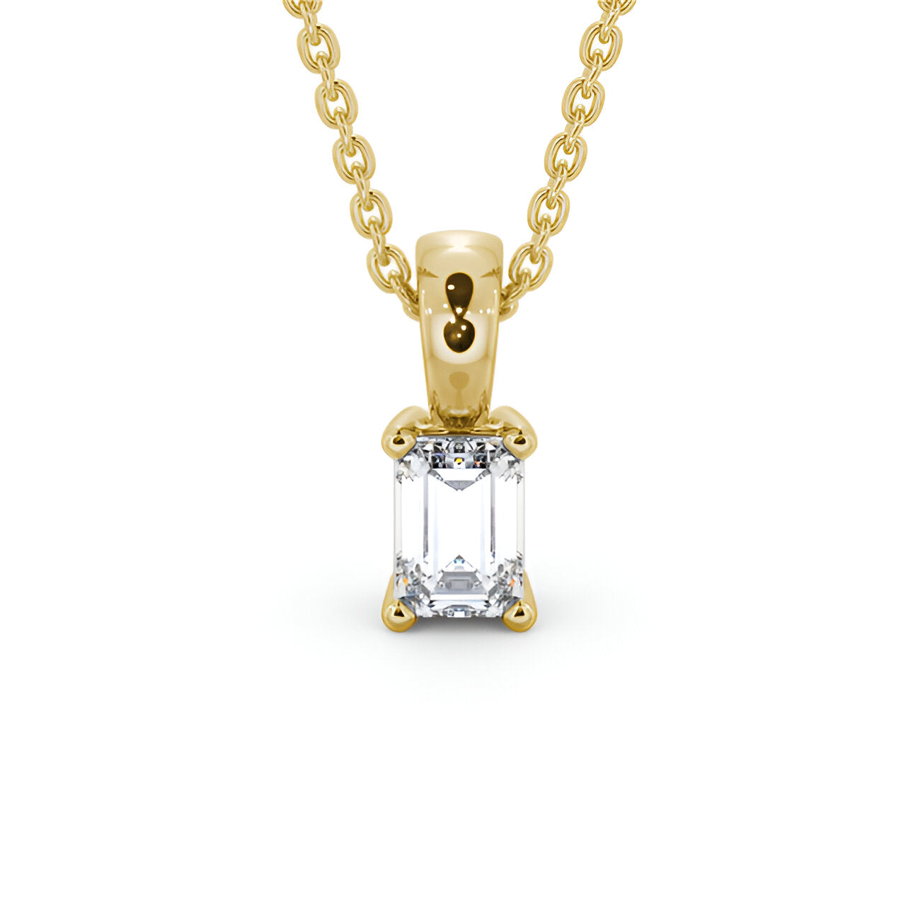 14kt Yellow Gold 0.50ctw Lab Grown Emerald Solitaire Four Claw Stud Diamond Pendant