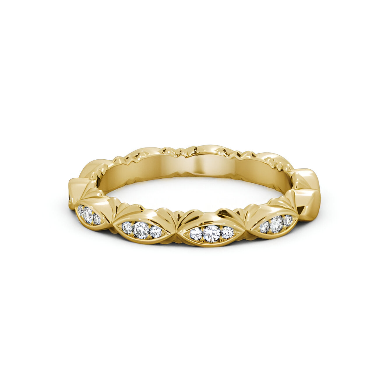 14kt Yellow Gold .10ctw Half Eternity Round Lab Grown Diamond Ring