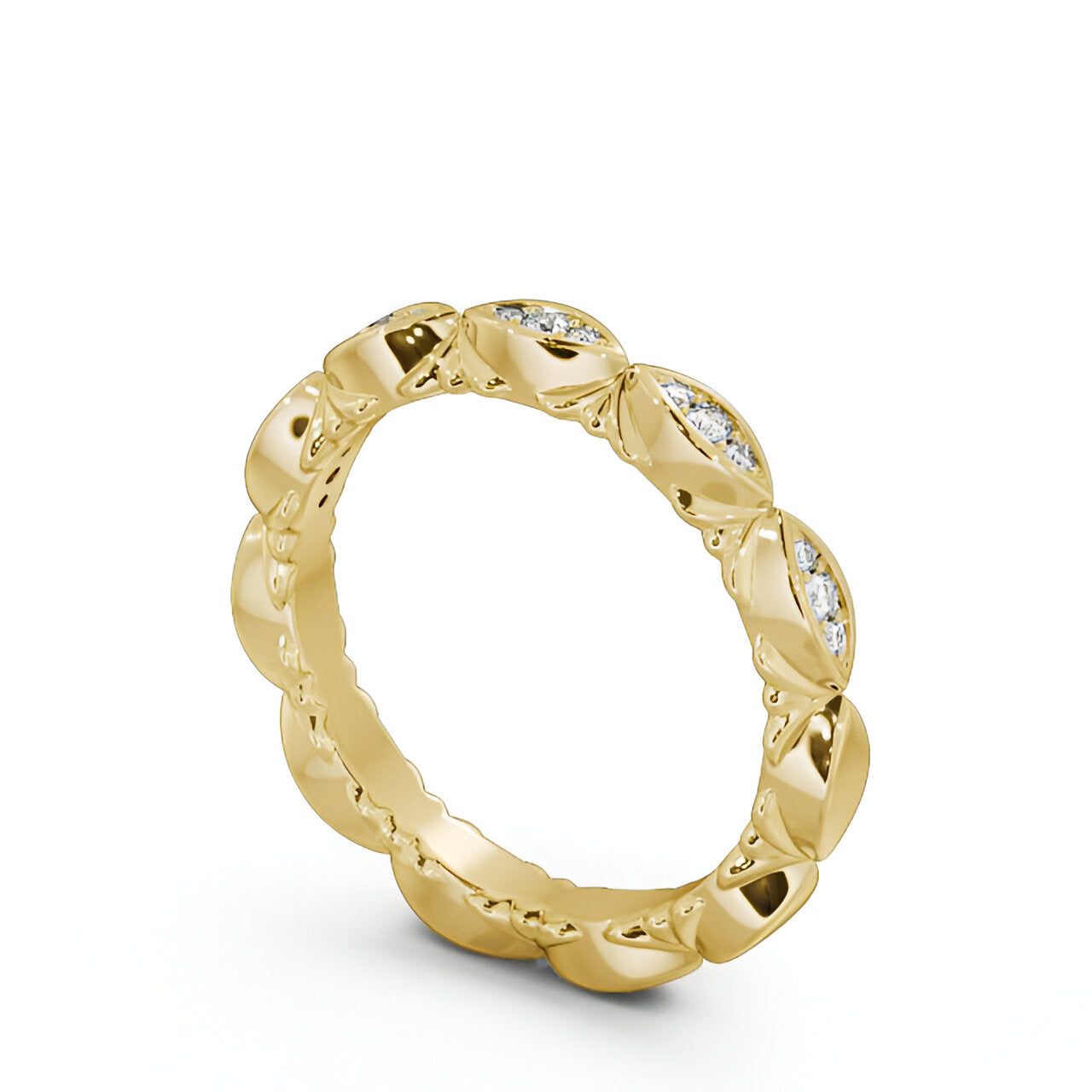 14kt Yellow Gold .10ctw Half Eternity Round Lab Grown Diamond Ring