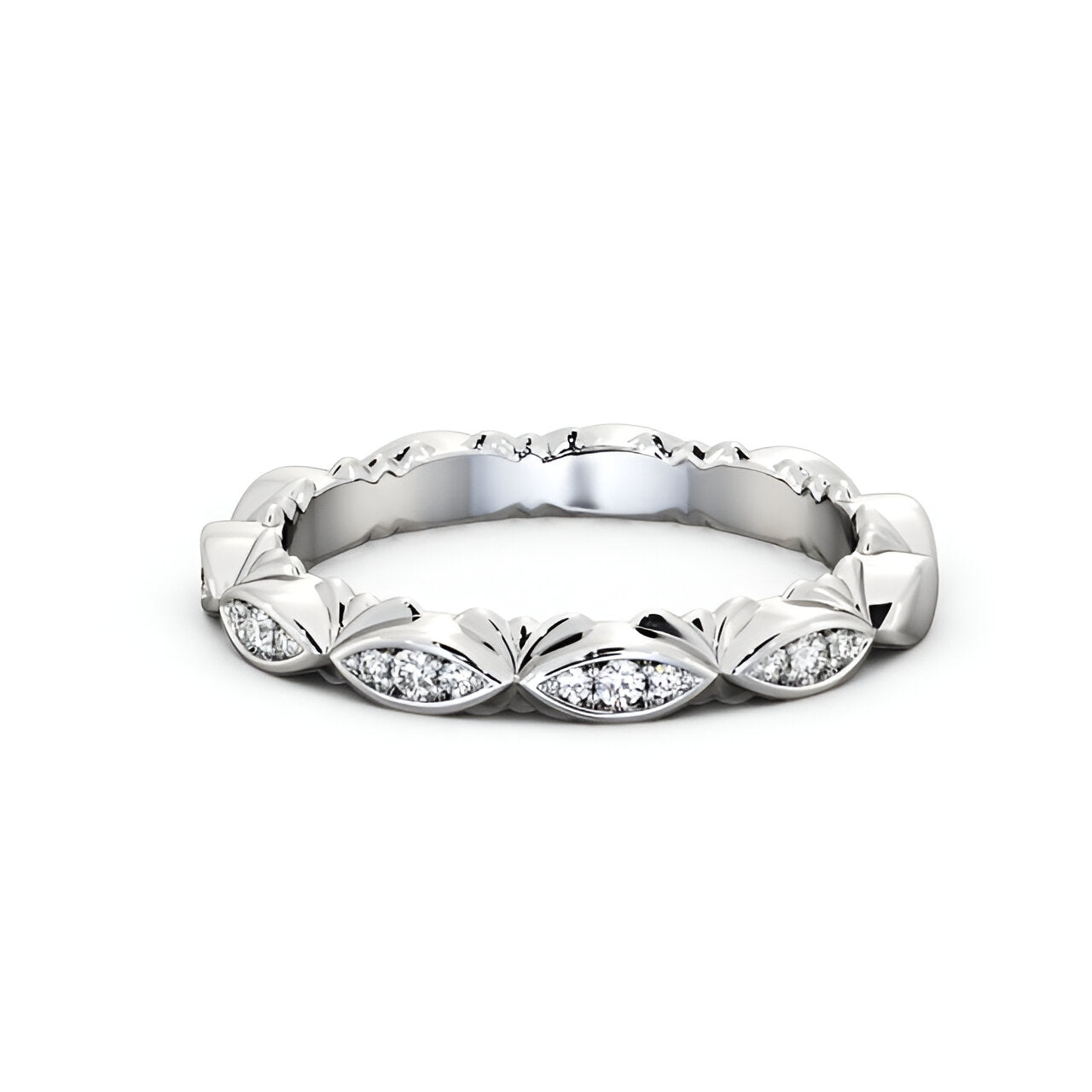 14kt White Gold .10ctw Half Eternity Round Lab Grown Diamond Ring