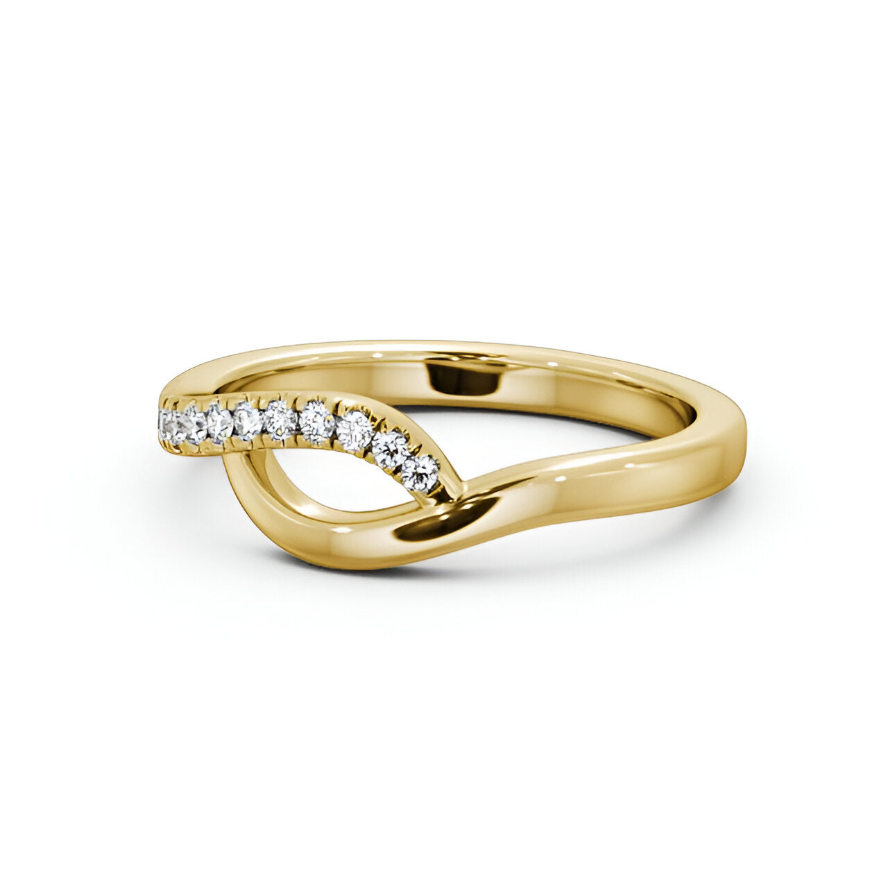 14kt Yellow Gold .12ctw Half Eternity Round Lab Grown Diamond Ring