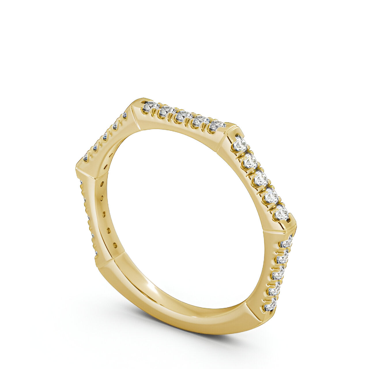 14kt Yellow Gold .25ctw Half Eternity Round Lab Grown Diamond Ring