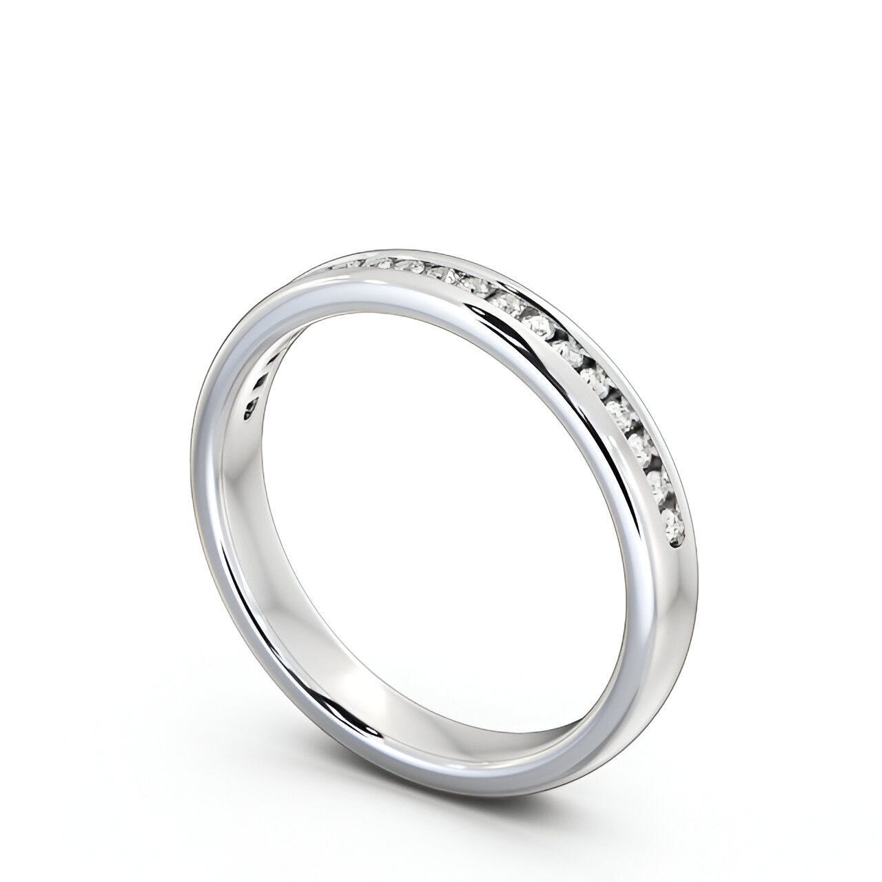 14kt White Gold .15ctw Half Eternity Round Lab Grown Diamond Ring