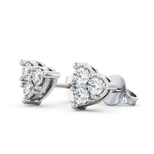 14kt White Gold 0.60ctw Lab Grown Heart Shaped Cluster Diamond Earrings