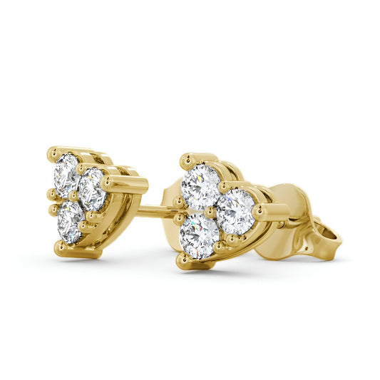 14kt Yellow Gold 0.60ctw Lab Grown Heart Shaped Cluster Diamond Earrings