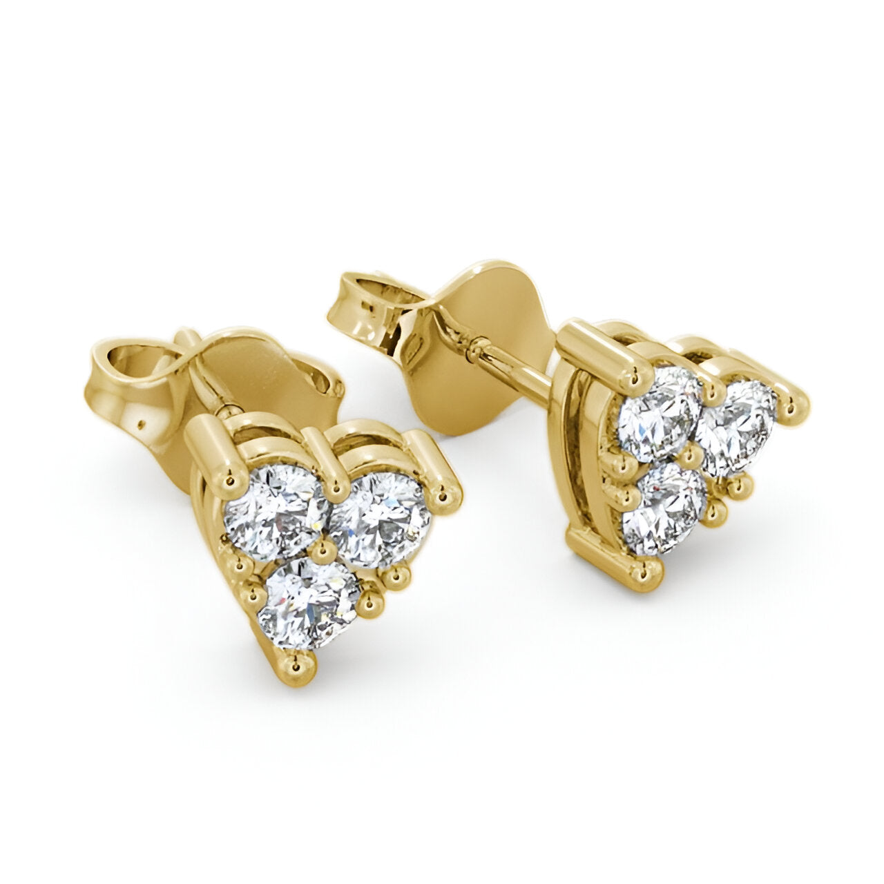 14kt Yellow Gold 0.60ctw Lab Grown Heart Shaped Cluster Diamond Earrings