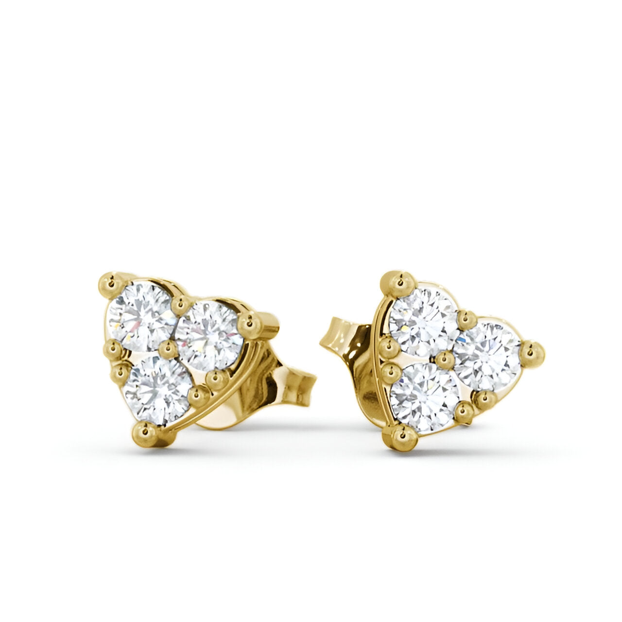 14kt Yellow Gold 0.60ctw Lab Grown Heart Shaped Cluster Diamond Earrings