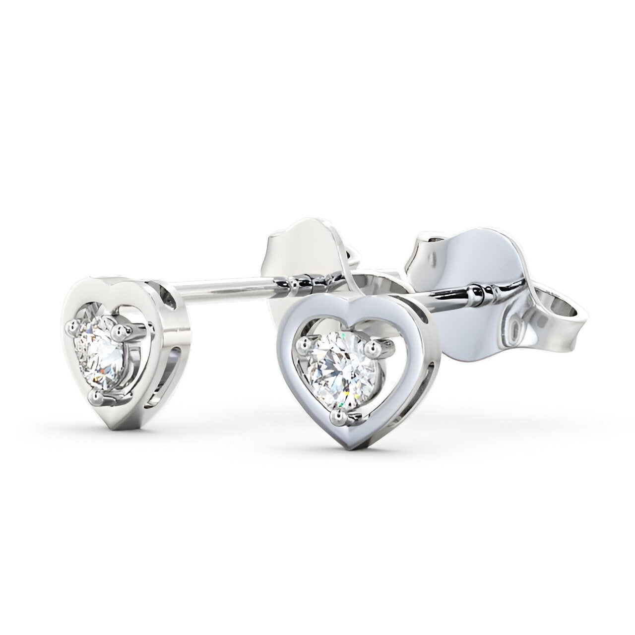 14kt White Gold 0.30ctw Lab Grown Heart Shaped Round Diamond Stud Earrings