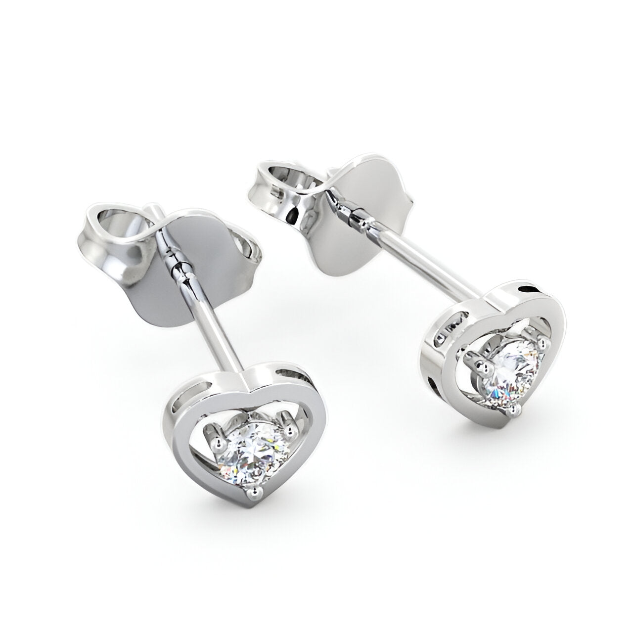 14kt White Gold 0.30ctw Lab Grown Heart Shaped Round Diamond Stud Earrings