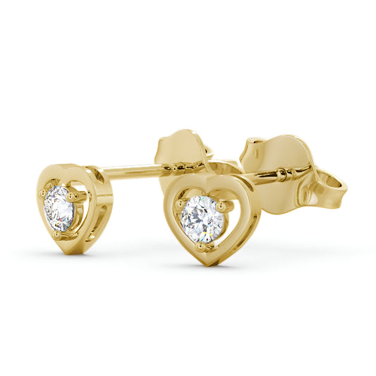 14kt Yellow Gold 0.30ctw Lab Grown Heart Shaped Round Diamond Stud Earrings