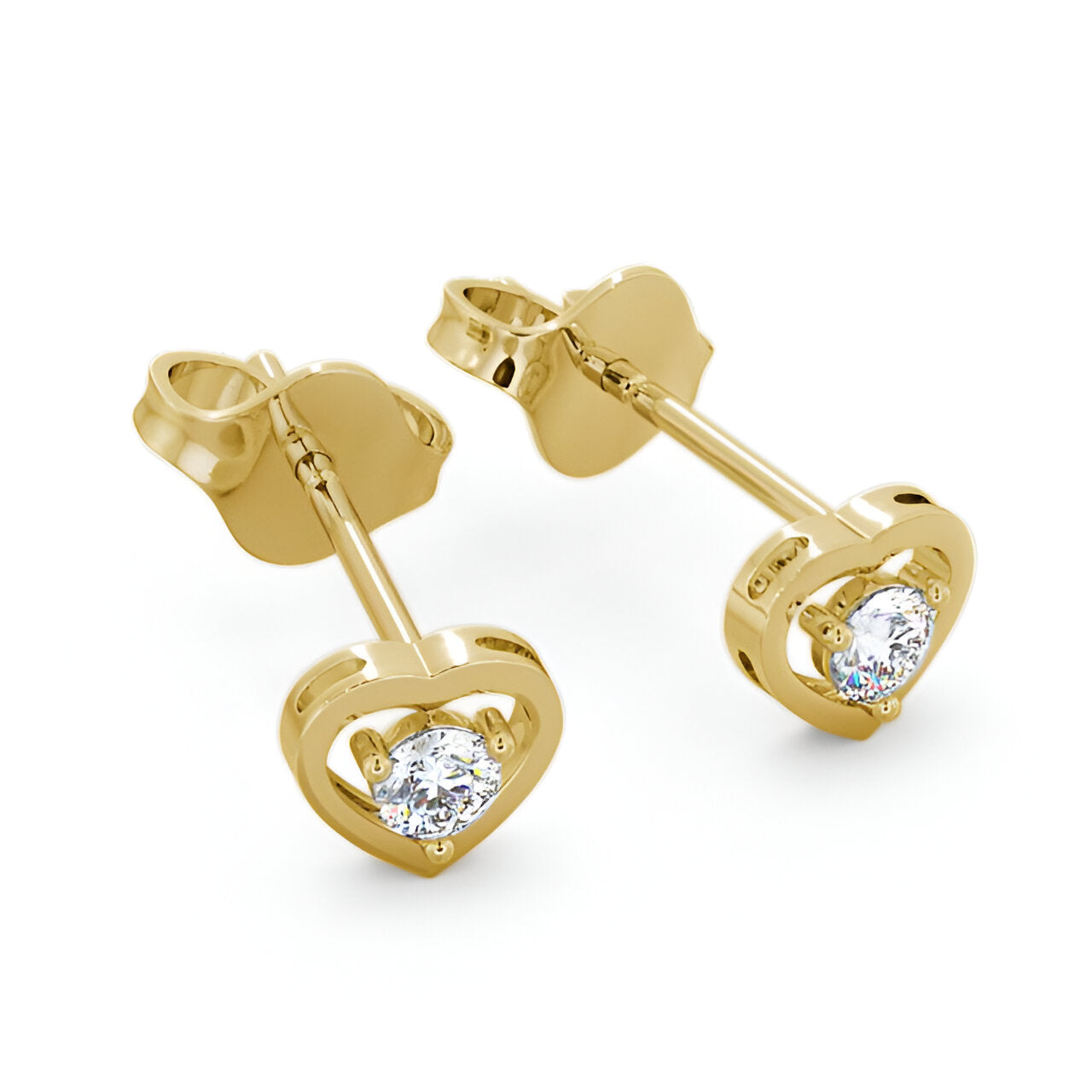 14kt Yellow Gold 0.30ctw Lab Grown Heart Shaped Round Diamond Stud Earrings