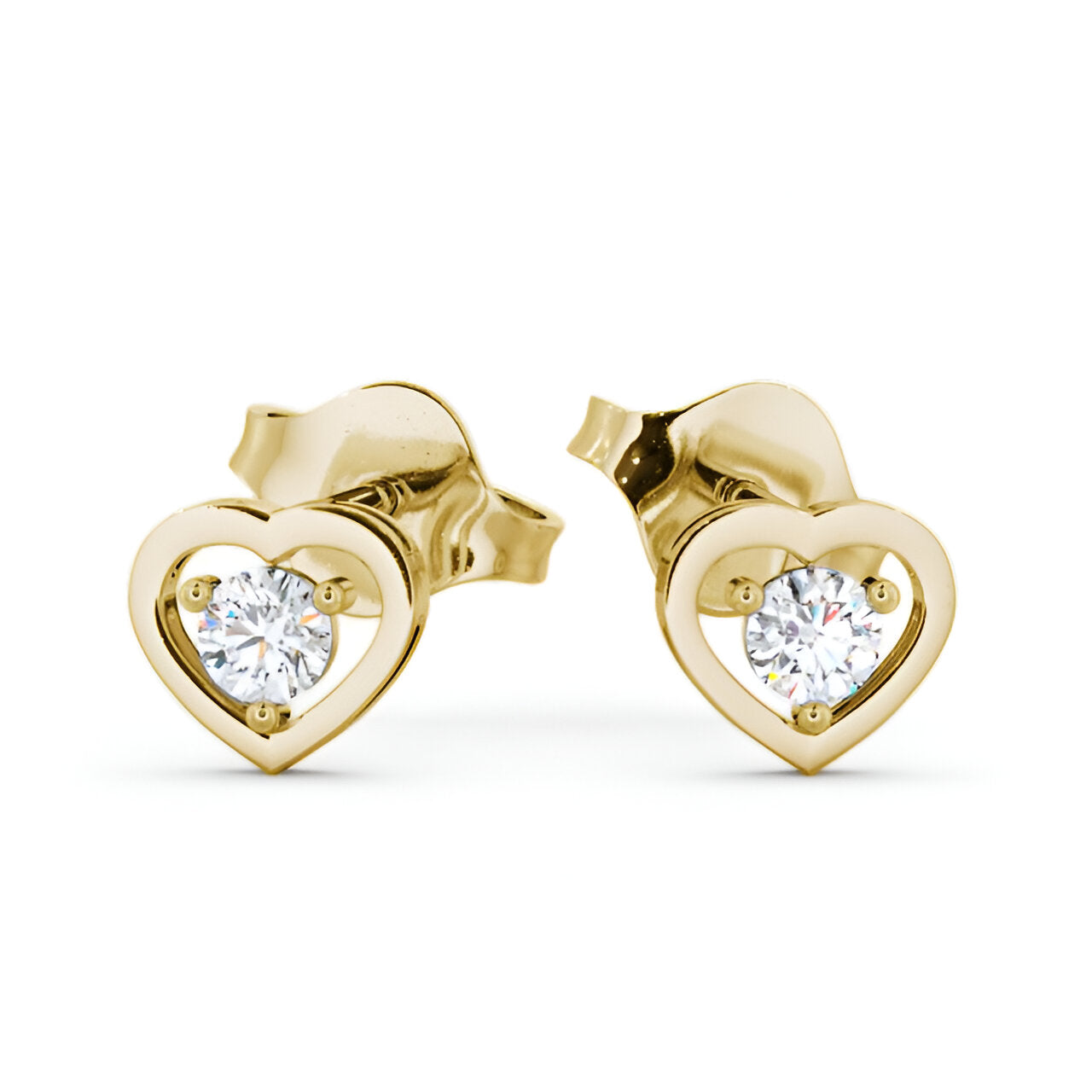14kt Yellow Gold 0.30ctw Lab Grown Heart Shaped Round Diamond Stud Earrings