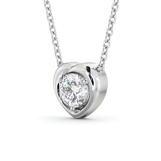 14K White Gold 0.50 Ct Lab-Grown Heart Style Solitaire Diamond Pendant