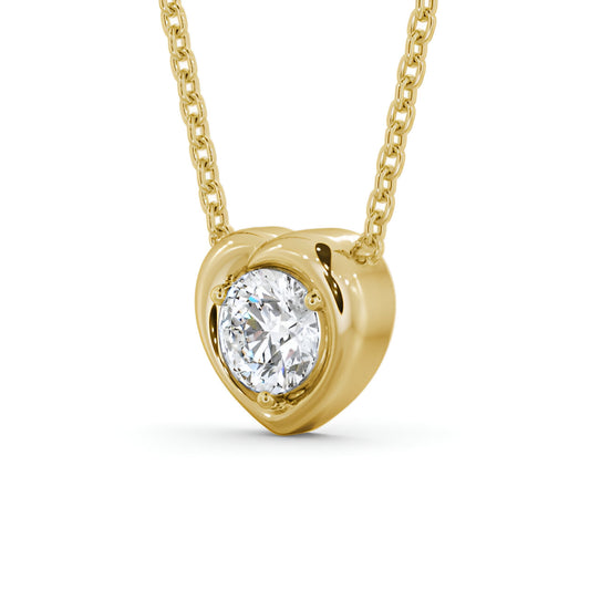 14kt Yellow Gold 0.50ctw Lab Grown Heart Style Solitaire Stud Diamond Pendant