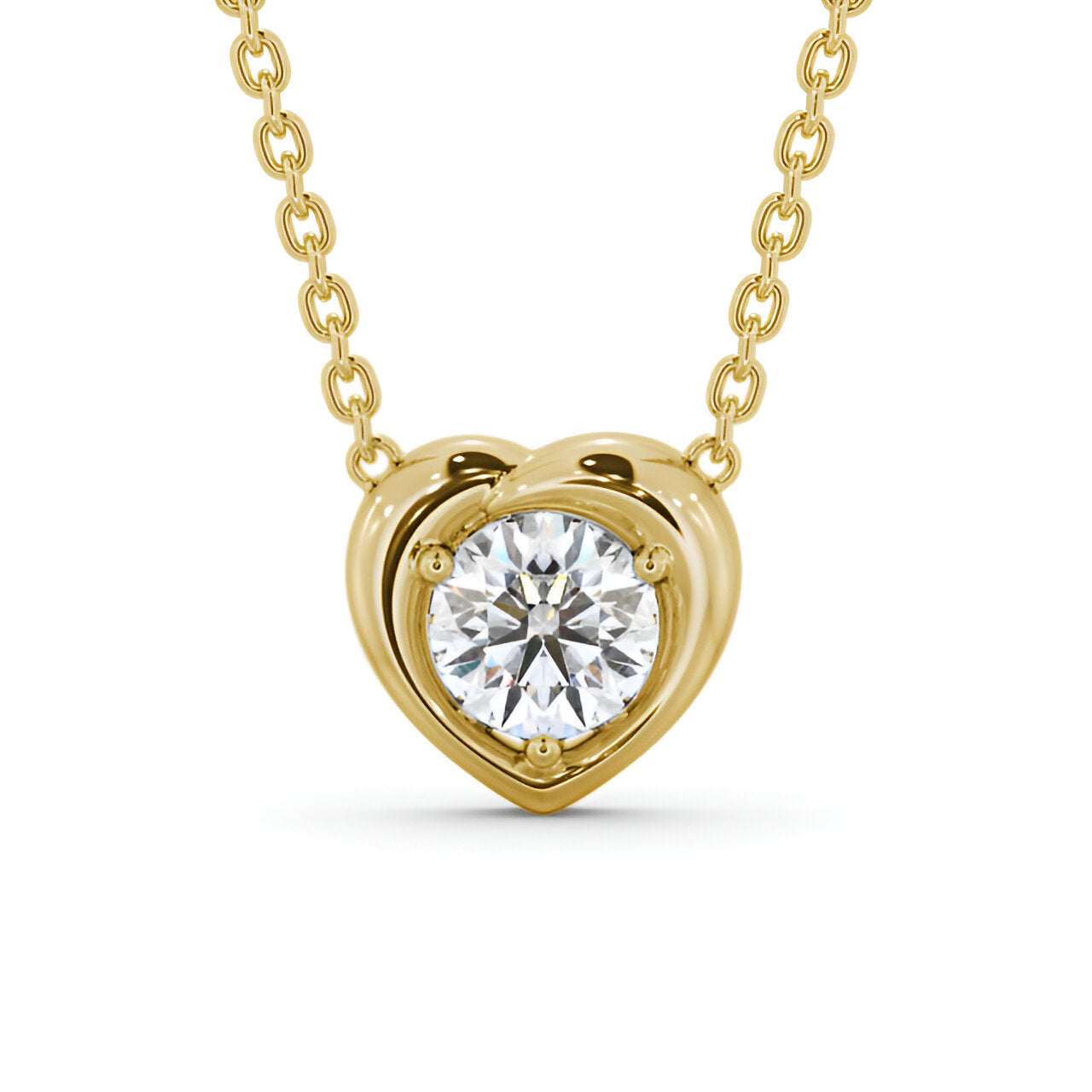 14kt Yellow Gold 0.50ctw Lab Grown Heart Style Solitaire Stud Diamond Pendant