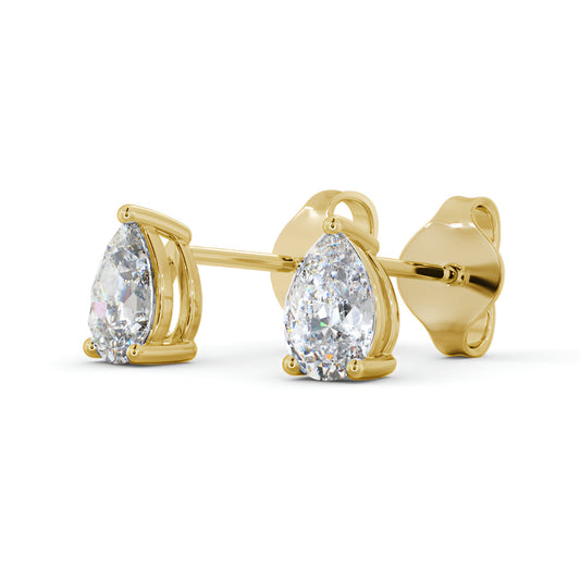 14kt Yellow Gold 1.00ctw Lab Grown Pear Diamond Three Claw Stud Earrings