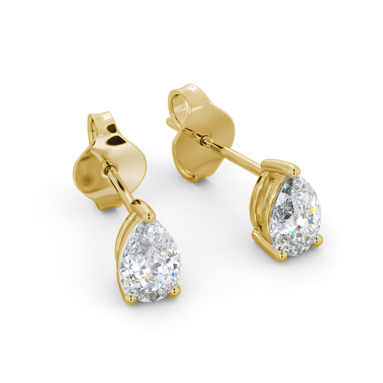 14kt Yellow Gold 1.00ctw Lab Grown Pear Diamond Three Claw Stud Earrings