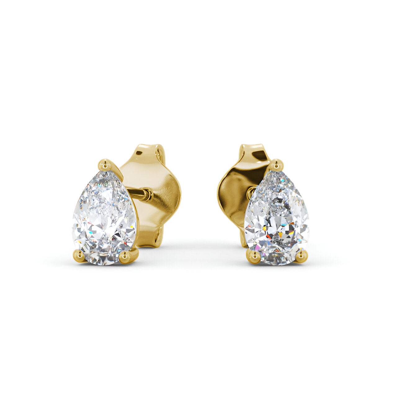 14kt Yellow Gold 1.00ctw Lab Grown Pear Diamond Three Claw Stud Earrings
