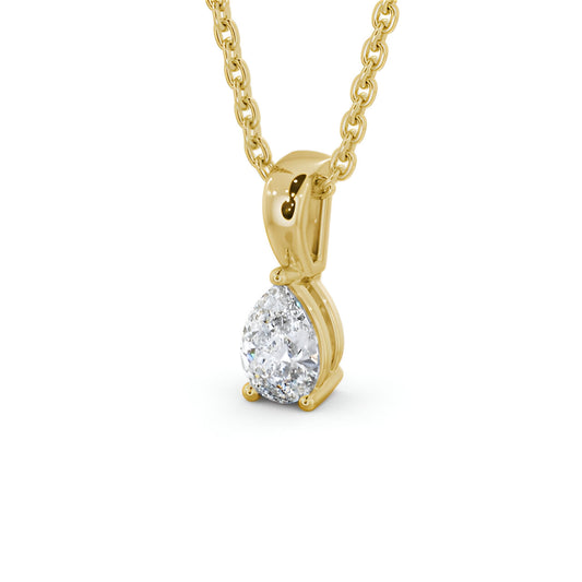 14kt Yellow Gold 0.50ctw Lab Grown Pear Solitaire Three Claw Stud Diamond Pendant