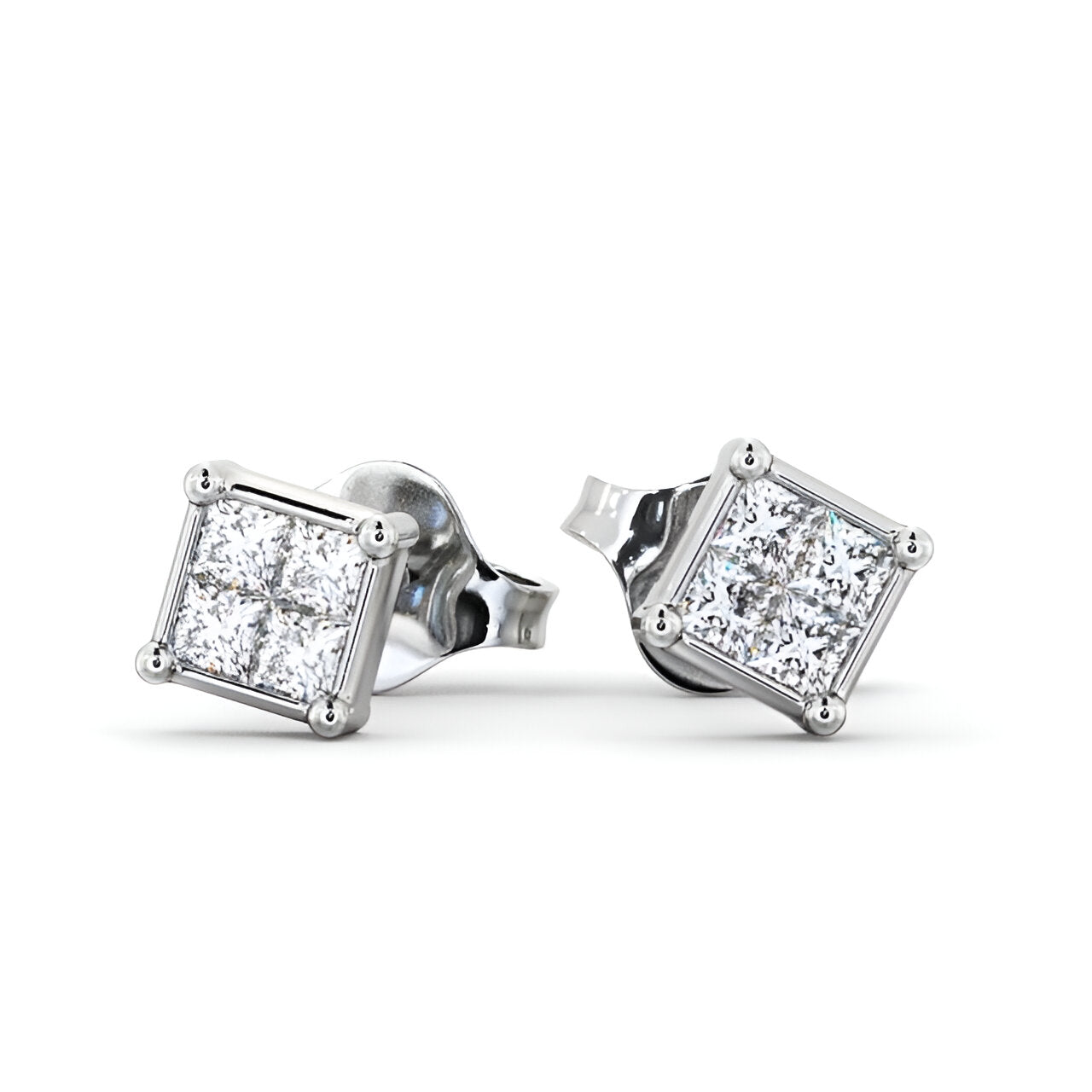 14kt White Gold 0.40ctw Lab Grown Princess Diamond Stud Earrings