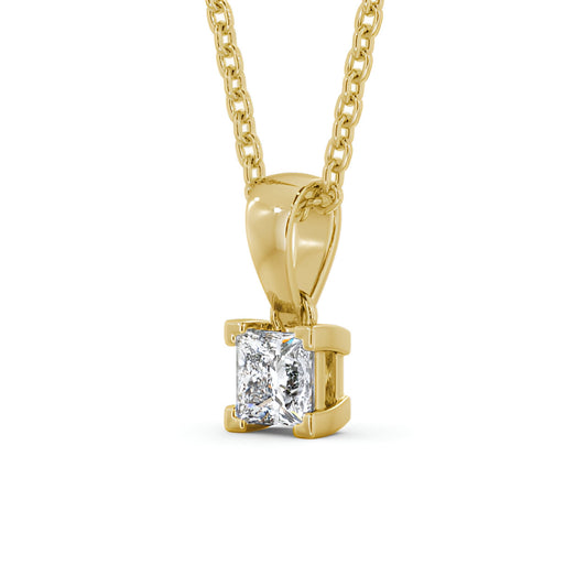 14kt Yellow Gold 0.50ctw Lab Grown Princess Solitaire Four Claw Stud Diamond Pendant