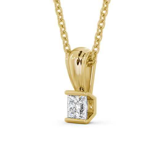14kt Yellow Gold 0.50ctw Lab Grown Princess Solitaire Tension Stud Diamond Pendant