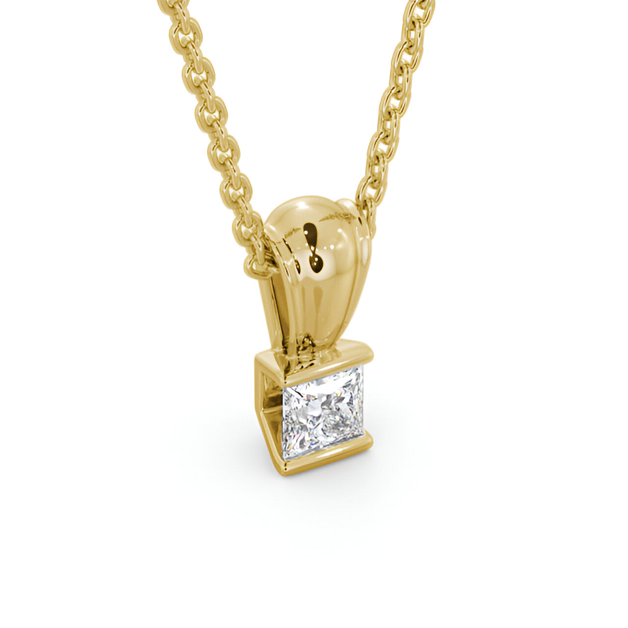 14kt Yellow Gold 0.50ctw Lab Grown Princess Solitaire Tension Stud Diamond Pendant