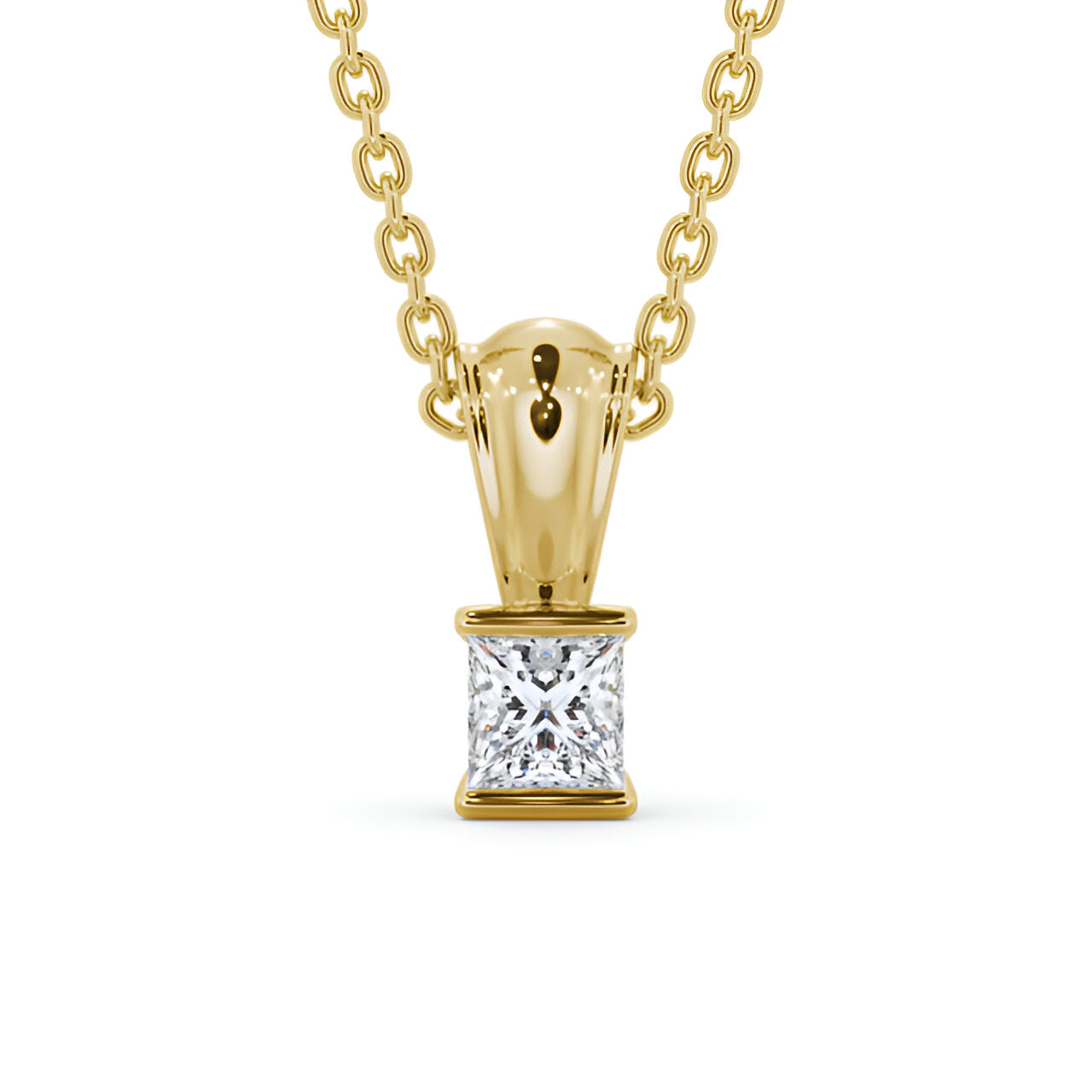14kt Yellow Gold 0.50ctw Lab Grown Princess Solitaire Tension Stud Diamond Pendant