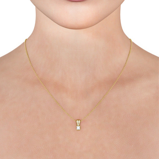 14kt Yellow Gold 0.50ctw Lab Grown Princess Solitaire Tension Stud Diamond Pendant