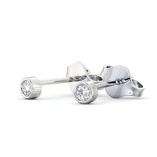 14kt White Gold 0.30ctw Lab Grown Round Diamond Bezel Stud Earrings