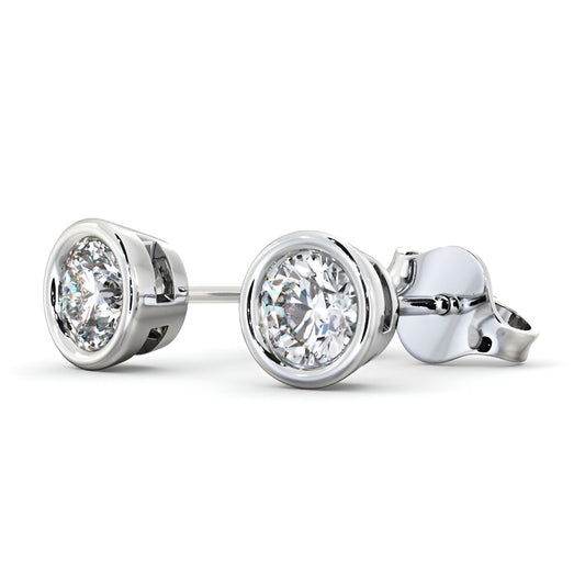 14kt White Gold 1.00ctw Lab Grown Round Diamond Bezel Stud Earrings