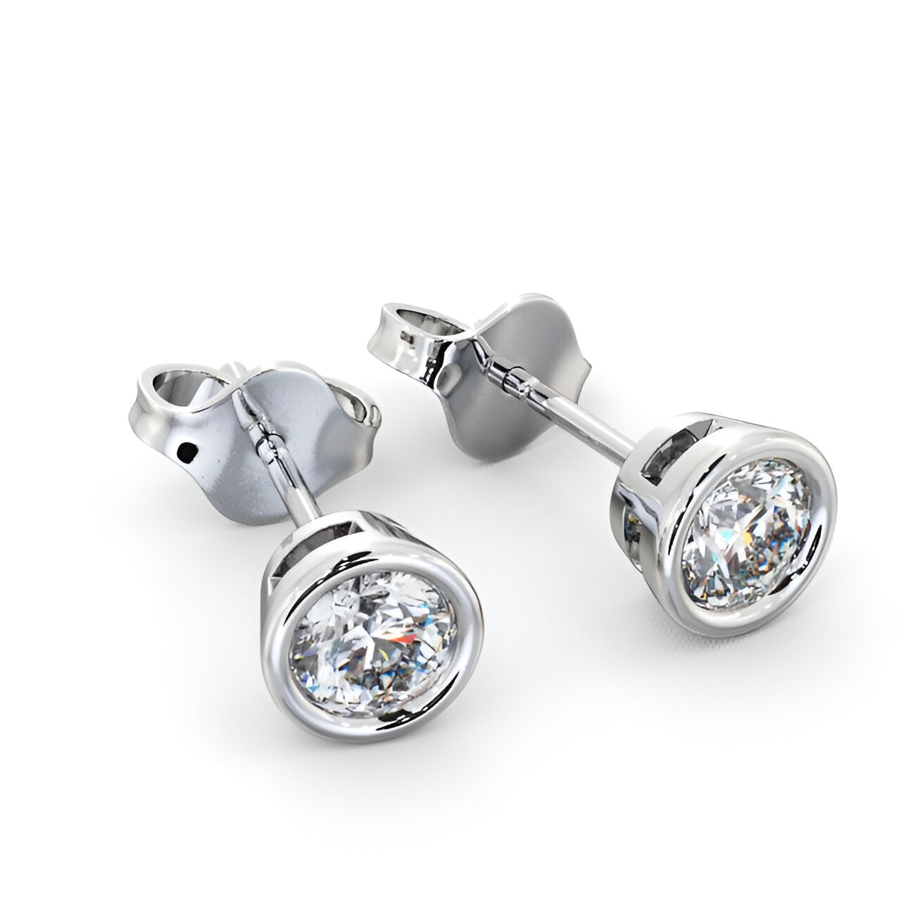 14kt White Gold 1.00ctw Lab Grown Round Diamond Bezel Stud Earrings