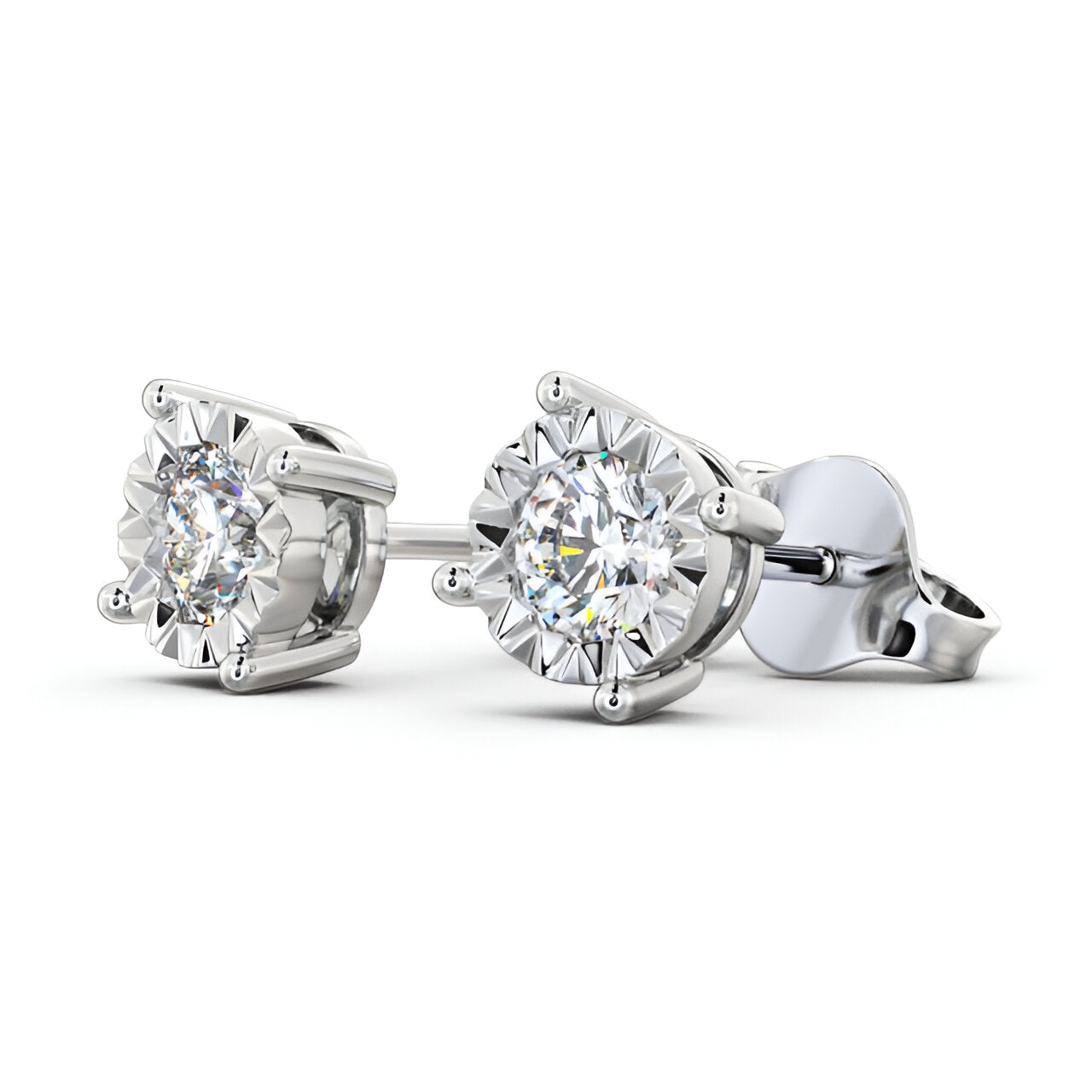 14kt White Gold 1.00ctw Lab Grown Round Diamond Bezel Stud Earrings