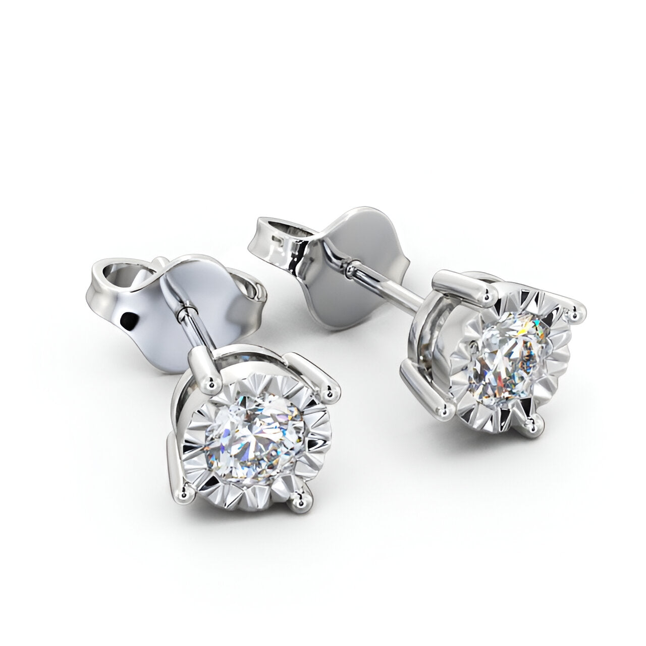 14kt White Gold 1.00ctw Lab Grown Round Diamond Bezel Stud Earrings