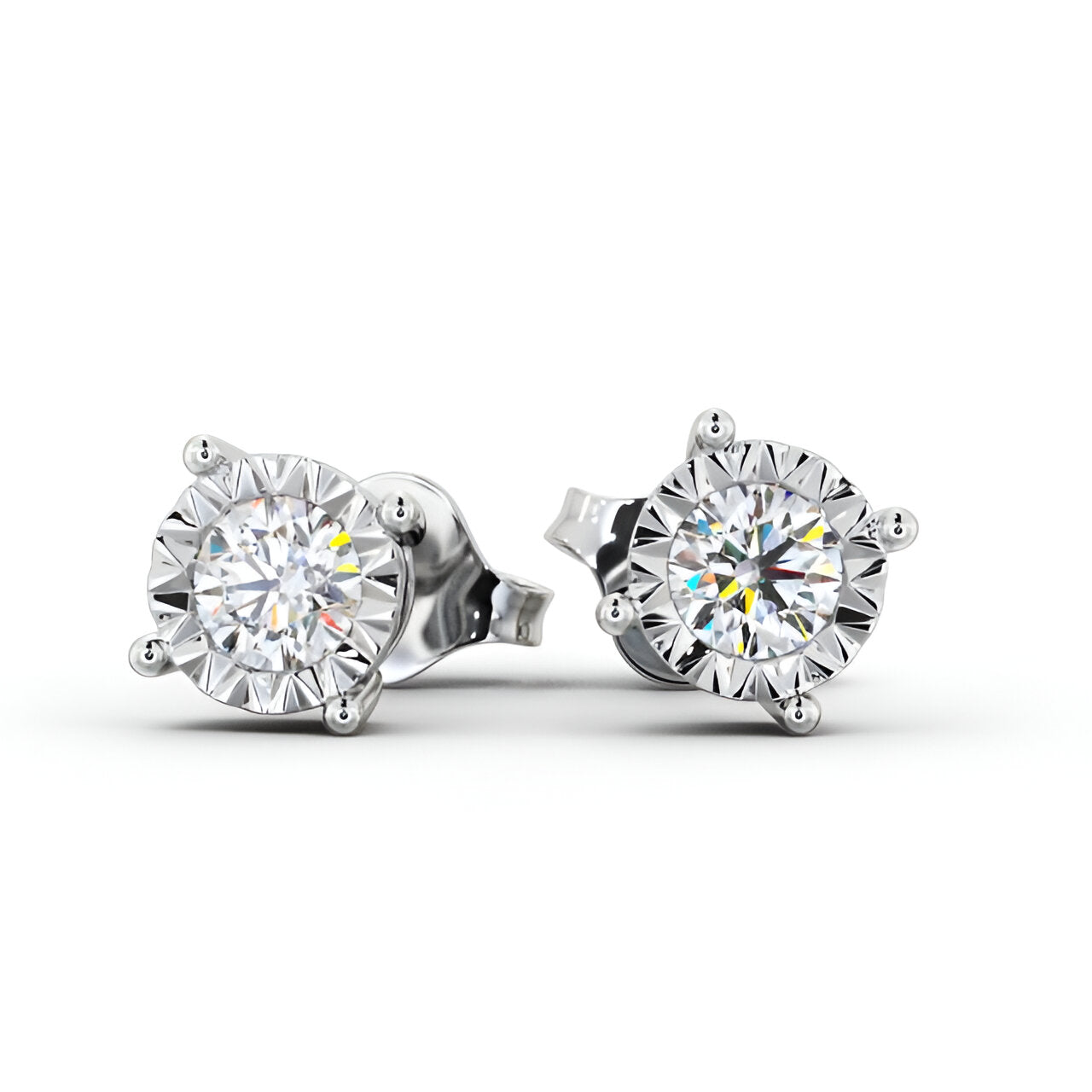 14kt White Gold 1.00ctw Lab Grown Round Diamond Bezel Stud Earrings