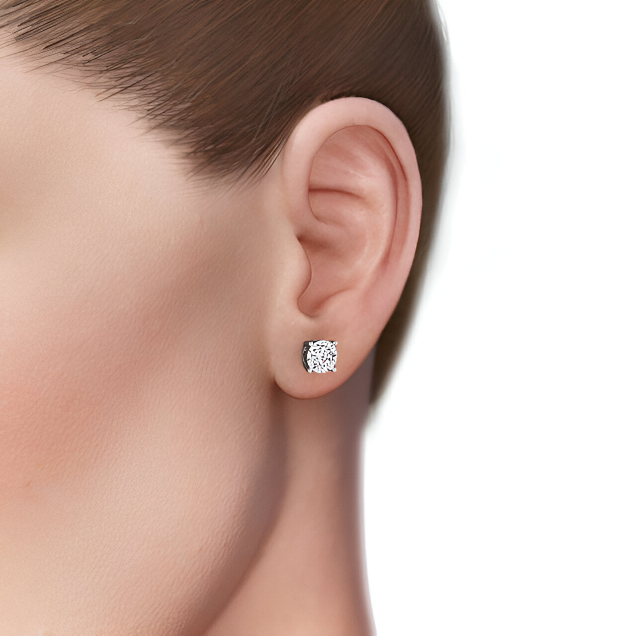 14kt White Gold 1.00ctw Lab Grown Round Diamond Bezel Stud Earrings