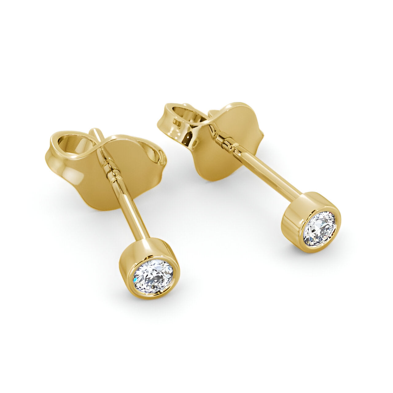 14kt Yellow Gold 0.30ctw Lab Grown Round Diamond Bezel Stud Earrings