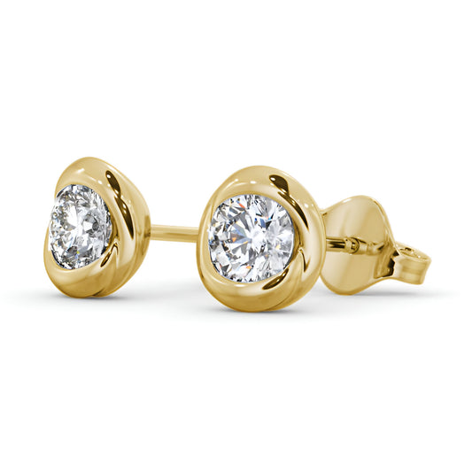 14kt Yellow Gold 1.00ctw Lab Grown Round Diamond Bezel Stud Earrings