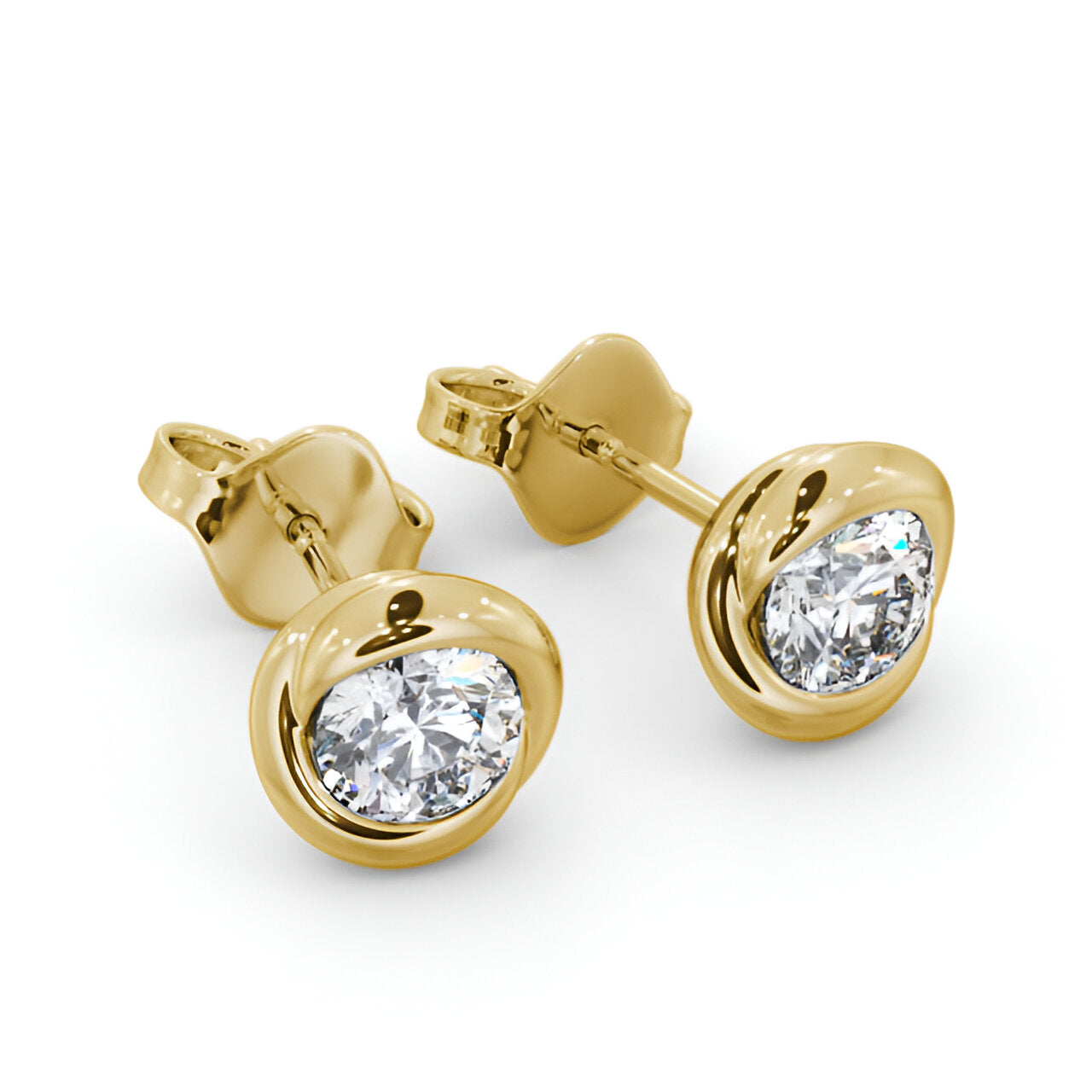 14kt Yellow Gold 1.00ctw Lab Grown Round Diamond Bezel Stud Earrings