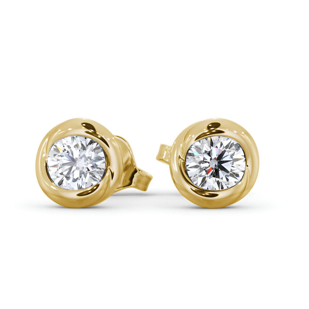 14kt Yellow Gold 1.00ctw Lab Grown Round Diamond Bezel Stud Earrings