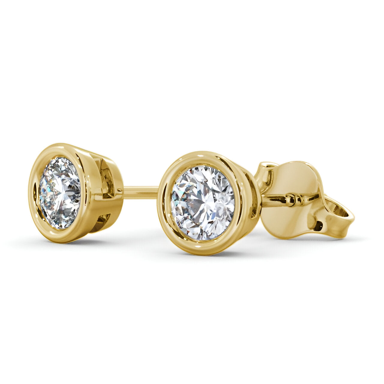 14kt Yellow Gold 1.00ctw Lab Grown Round Diamond Bezel Stud Earrings