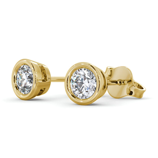 14kt Yellow Gold 1.00ctw Lab Grown Round Diamond Bezel Stud Earrings