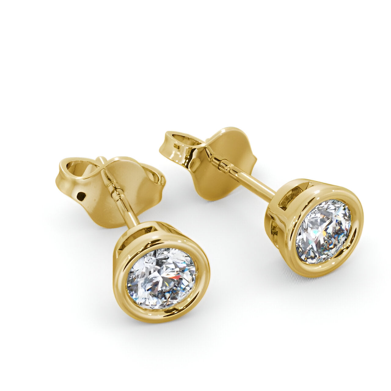 14kt Yellow Gold 1.00ctw Lab Grown Round Diamond Bezel Stud Earrings