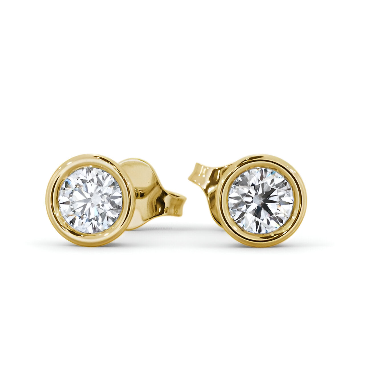 14kt Yellow Gold 1.00ctw Lab Grown Round Diamond Bezel Stud Earrings